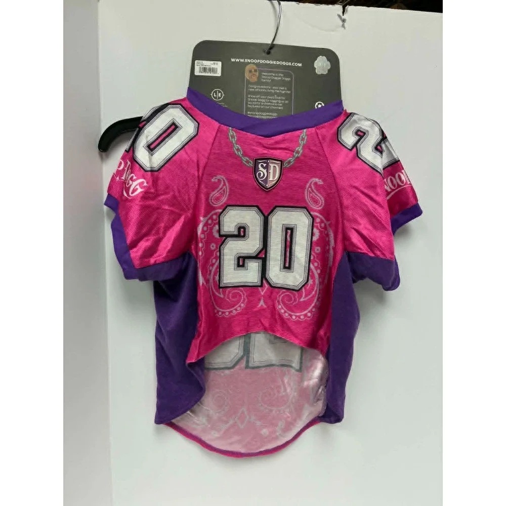Snoop Doggie Doggs Pet Jersey XL Pink Dog Shirt #20 Deluxe Pet Jersey NWT